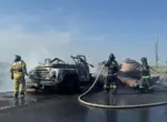 Газовоз вспыхнул в Астане на глазах у очевидцев