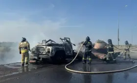 Газовоз вспыхнул в Астане на глазах у очевидцев