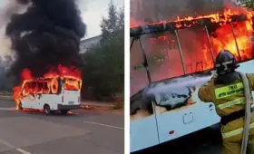 Маршрутный автобус с пассажирами загорелся в Степногорске