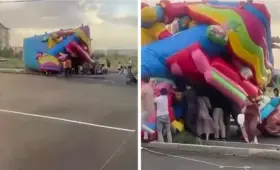 Батут с детьми перевернулся в Таразе